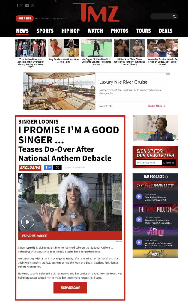 Loomis on the record with TMZ